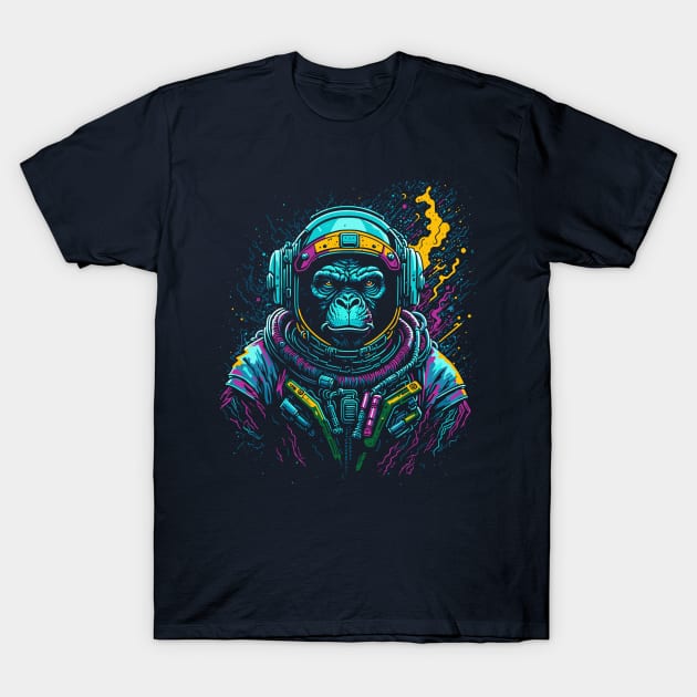 Vibrant Pop Art Space Monkey // Monkey Astronaut in Outer Space T-Shirt by SLAG_Creative